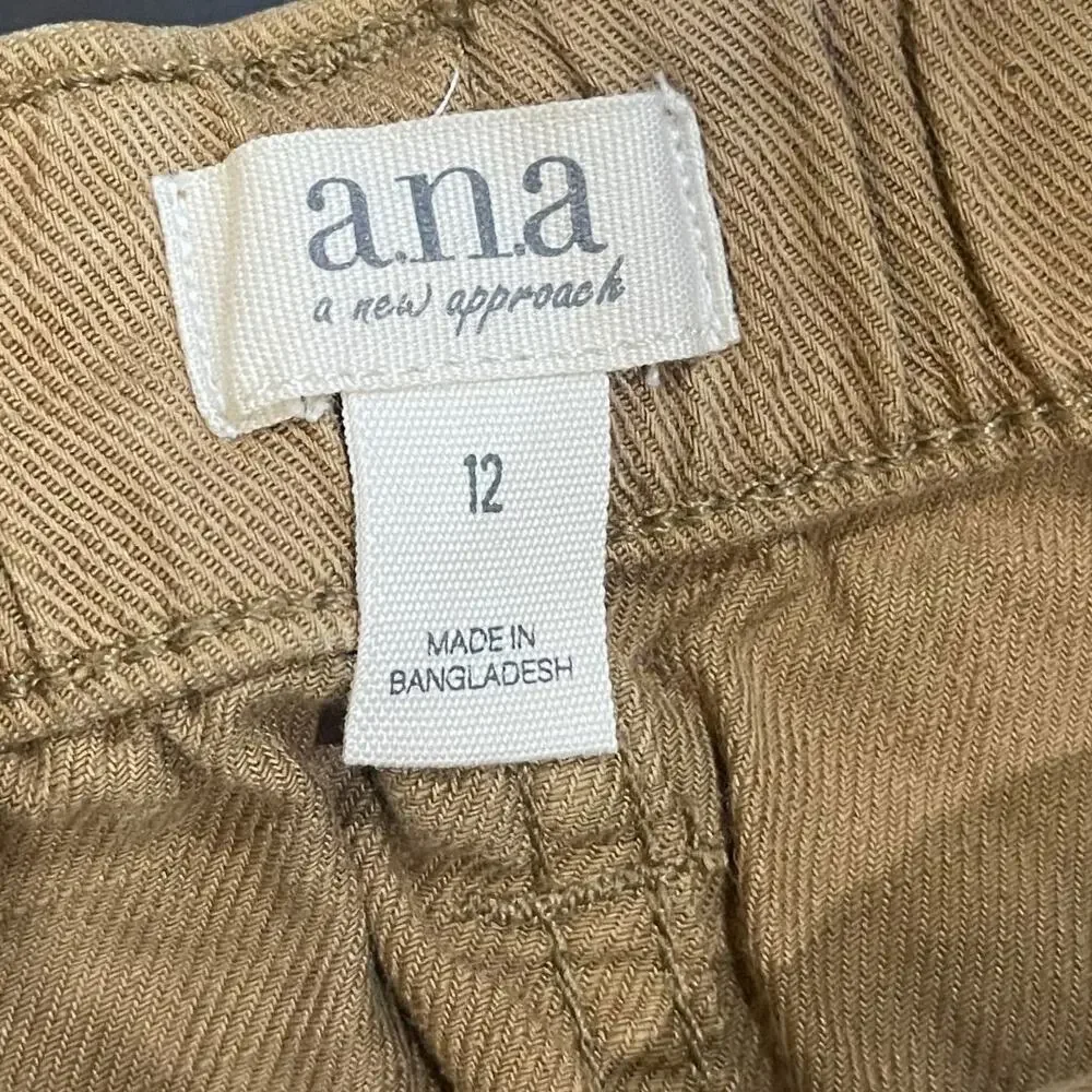 ana A New Approach Brown Cargo Pants Tie Waist 12 Pockets Casual Streetwear NWT - Picture 3 of 5